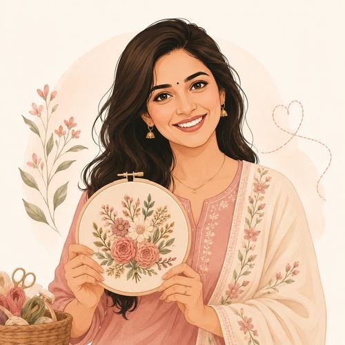 Embroidery instructor illustration